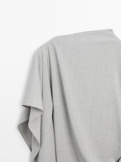 100% wool asymmetric ruffled blouse - STUDIO