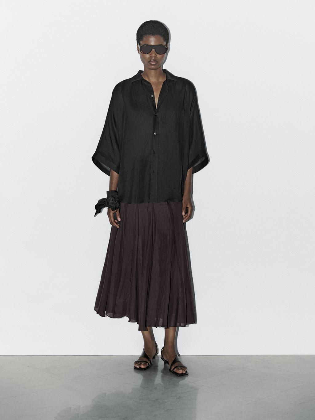 100% ramie batwing sleeve shirt - STUDIO