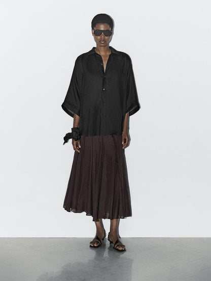 100% ramie batwing sleeve shirt - STUDIO