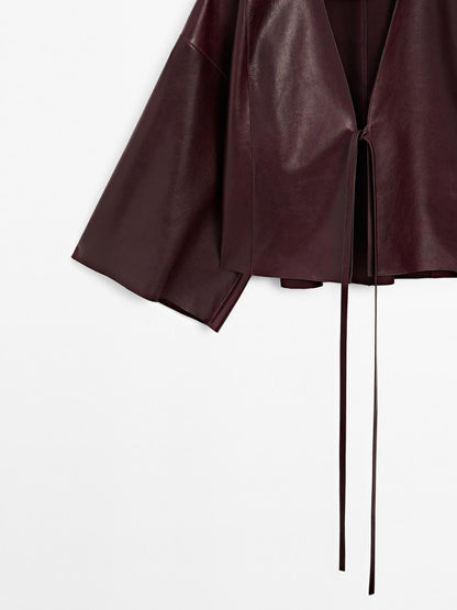 Nappa leather V-neck kimono - STUDIO