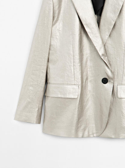 Metallic linen blend blazer - STUDIO