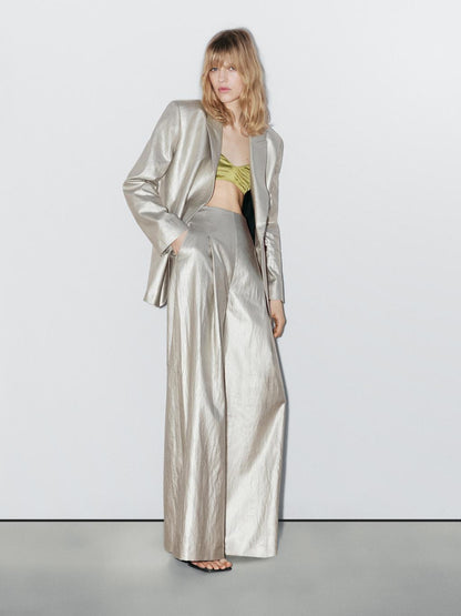 Metallic linen blend blazer - STUDIO