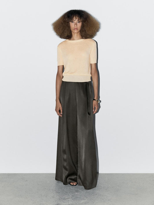 100% wool short sleeve fine knit sweater - STUDIO