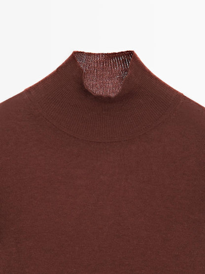 Knit 100% wool mock turtleneck sweater - STUDIO