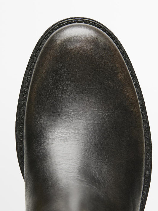 Brushed leather boots