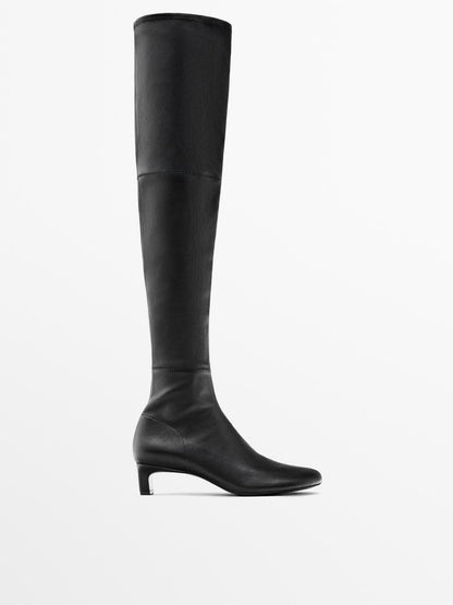 Stretch high-heel boots