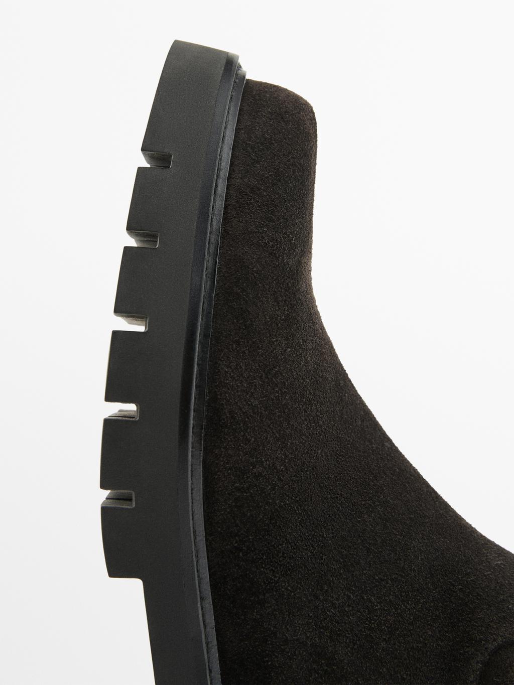Split suede ankle boots with track sole