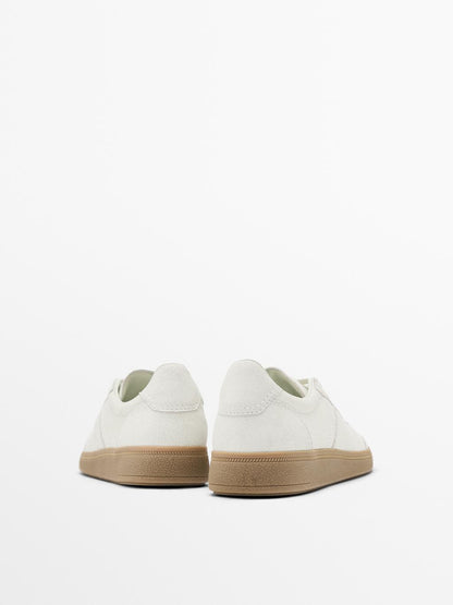 Crackled leather trainers