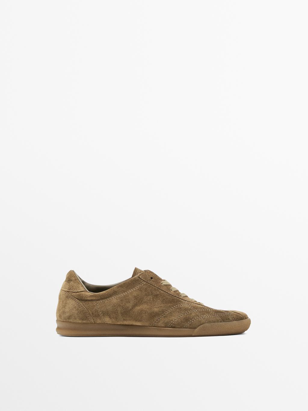 Split suede trainers