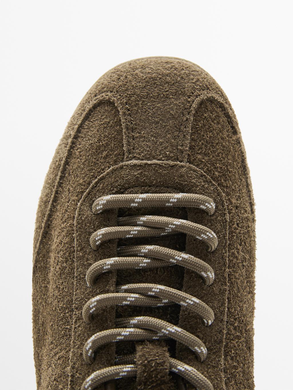 Split suede leather trainers