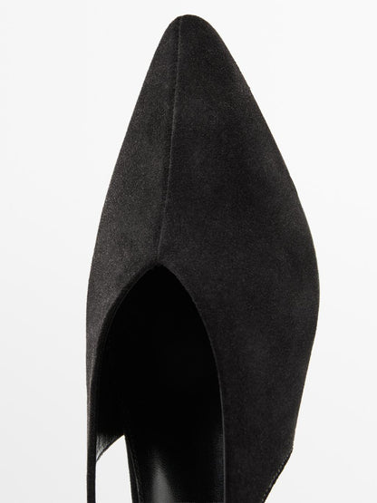 Split leather high-heel slingback shoes