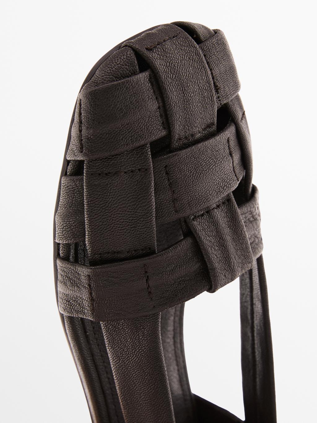 Soft leather cage sandals