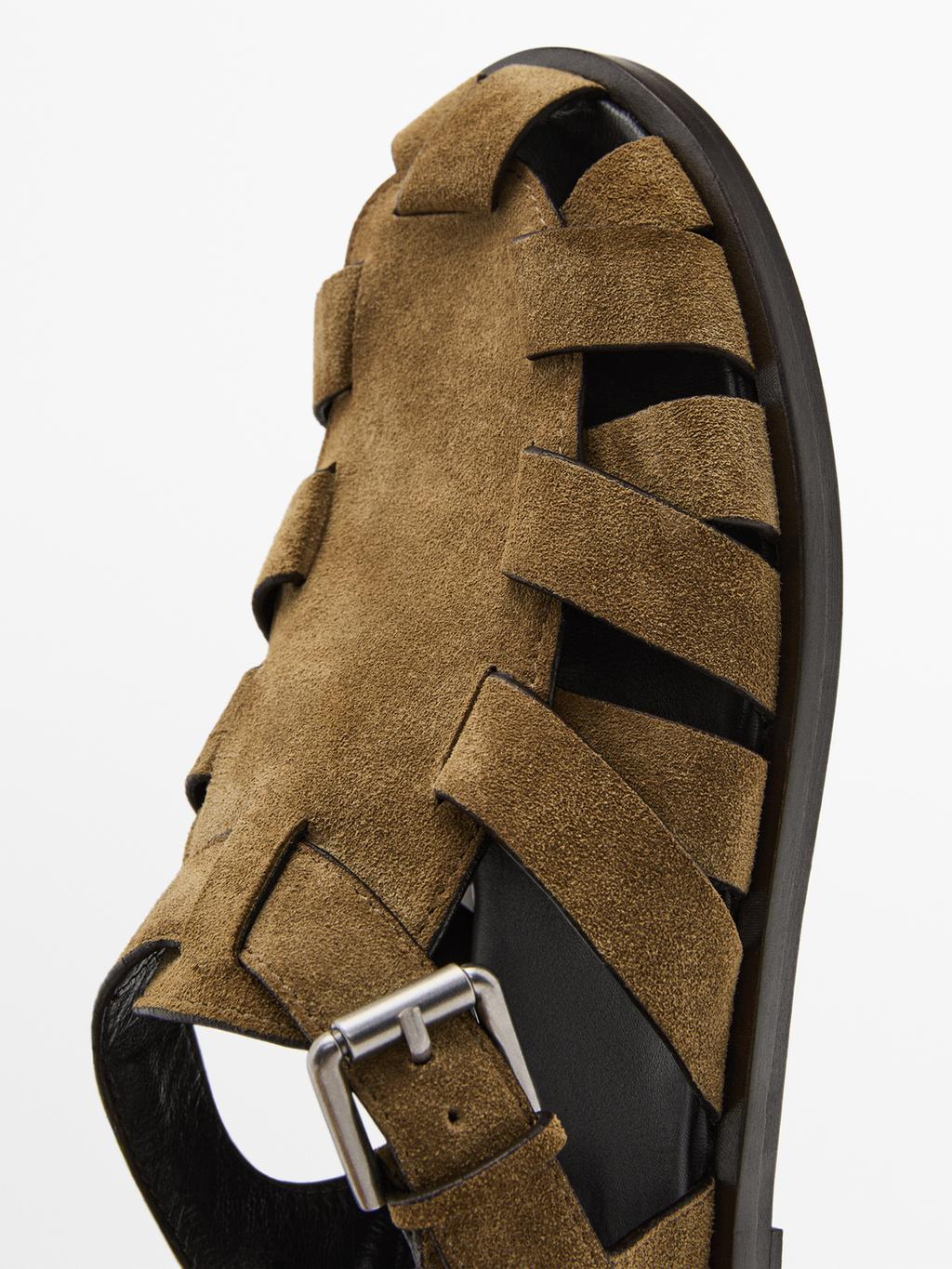 Split leather cage sandals