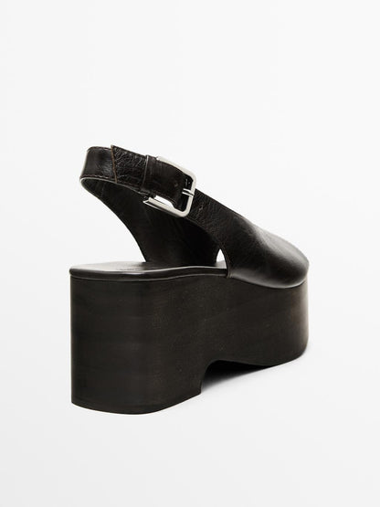 Wooden wedge mule sandals