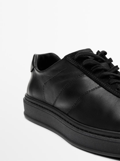 Contrast leather trainers