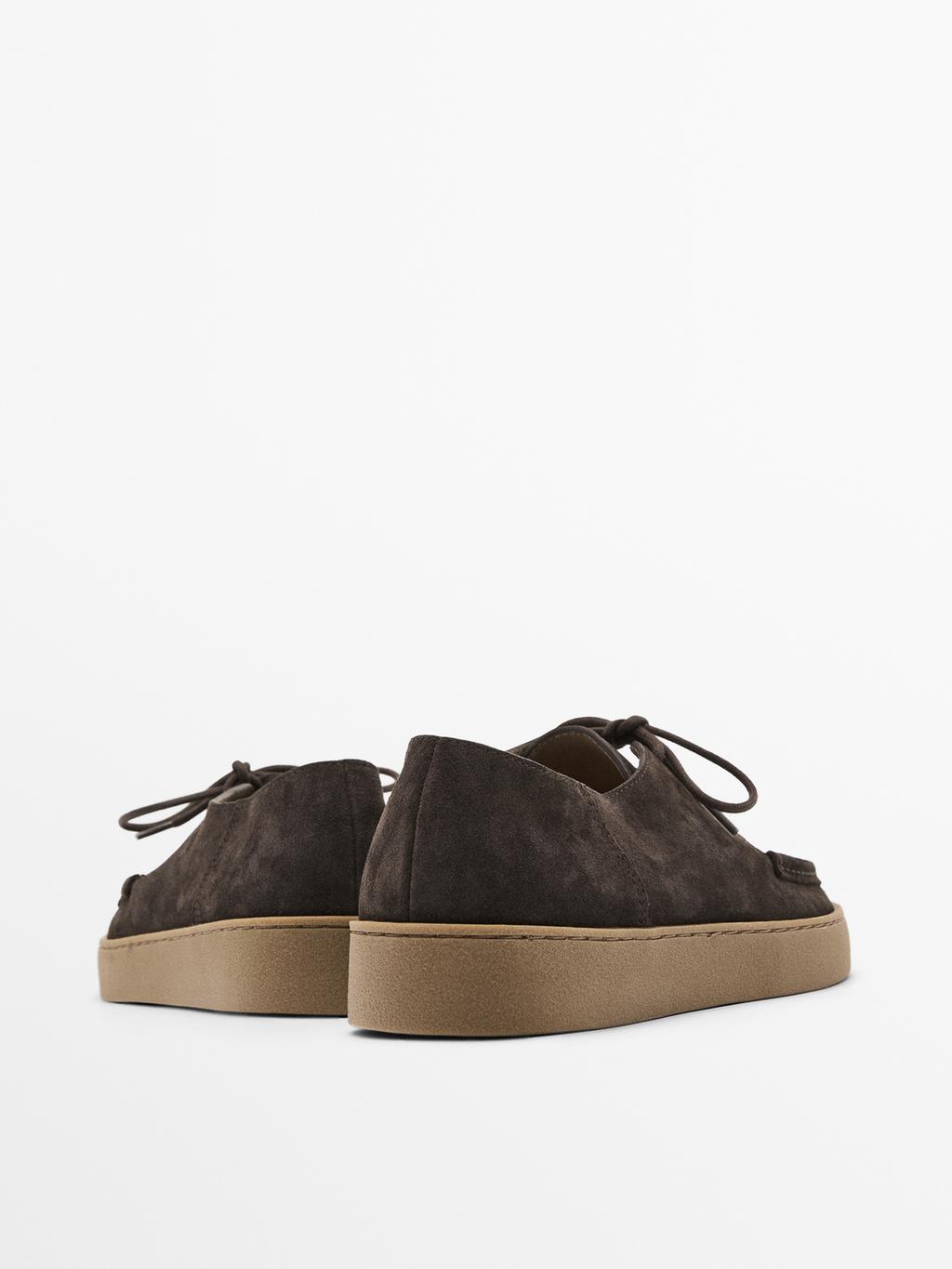 Moc toe split suede shoes