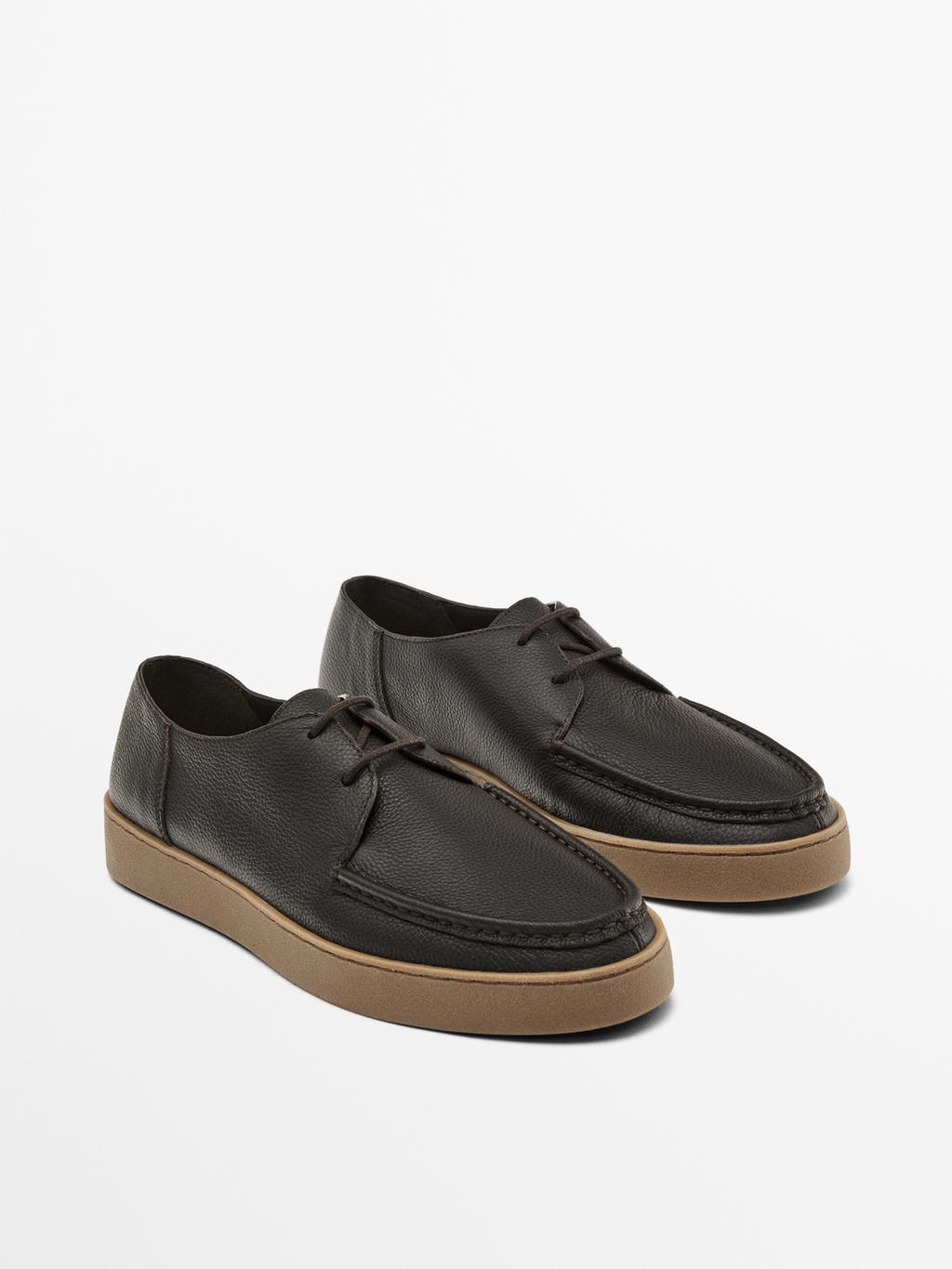 Tumbled nappa leather moc toe shoes