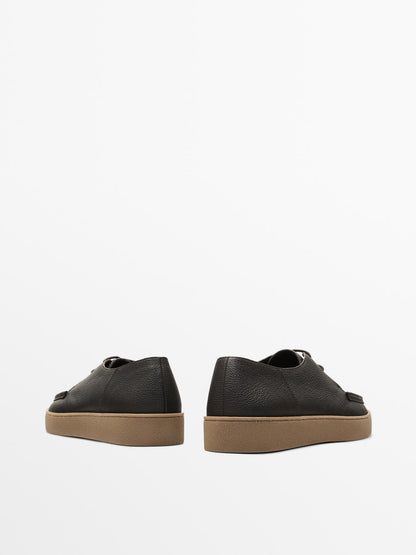 Tumbled nappa leather moc toe shoes