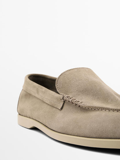 Soft split suede loafers