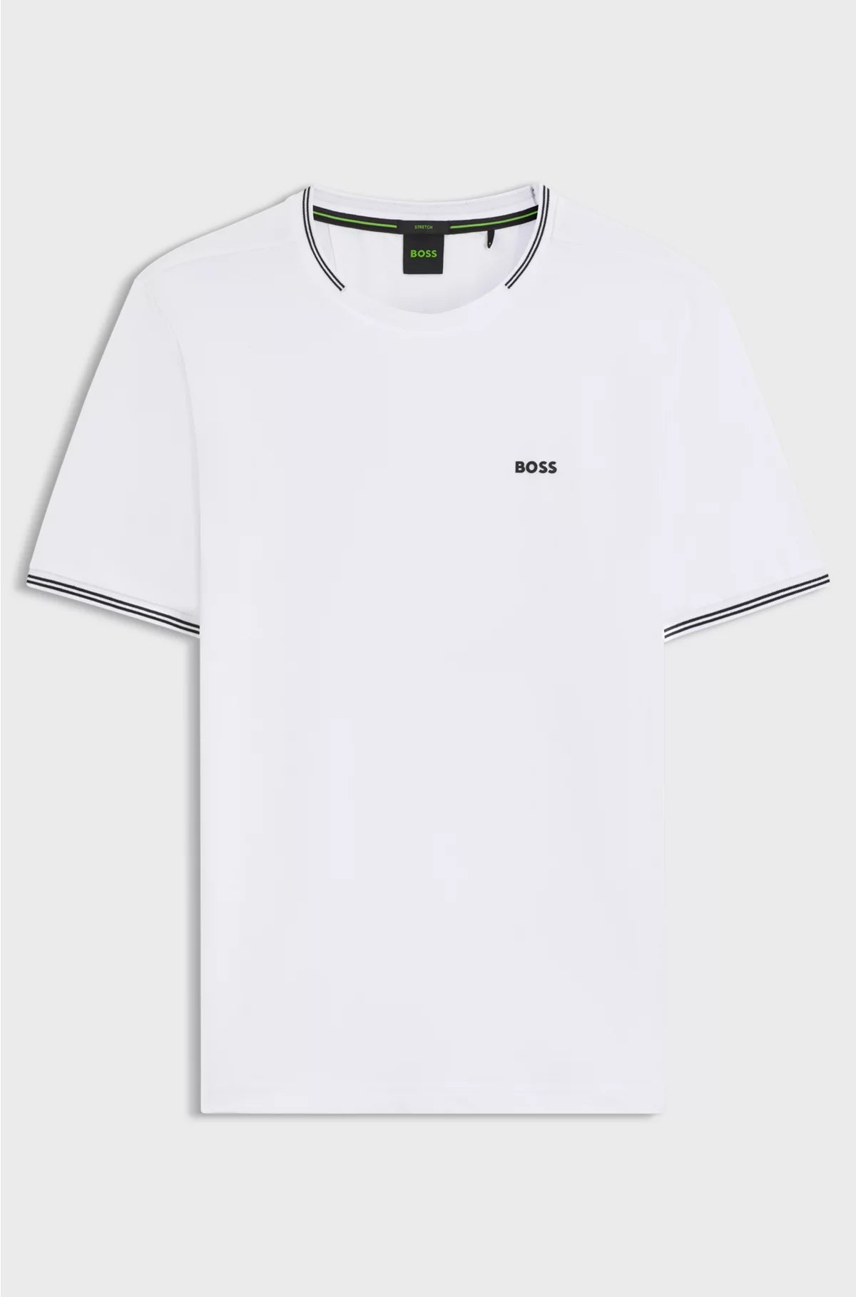 Stretch-cotton T-shirt with stripes and logo