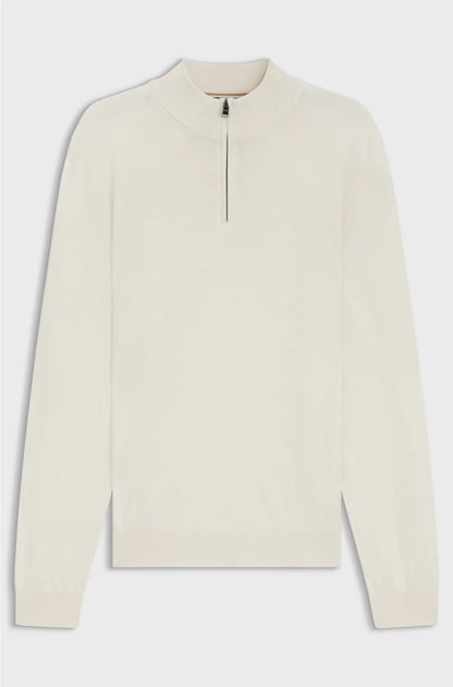 Zip-neck sweater in virgin wool