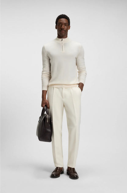 Zip-neck sweater in virgin wool