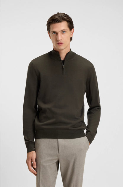 Zip-neck sweater in virgin wool