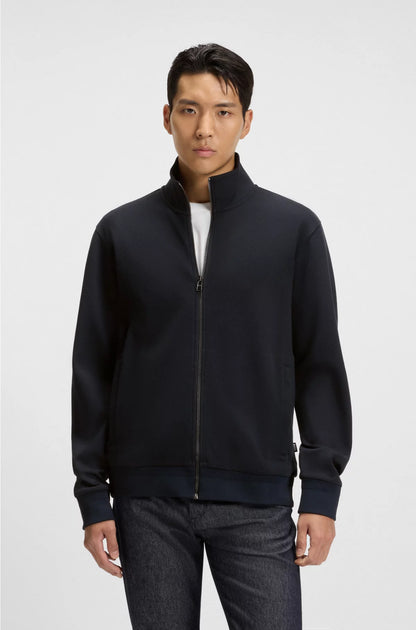 Zip-up sweatshirt in mercerised stretch-cotton pique
