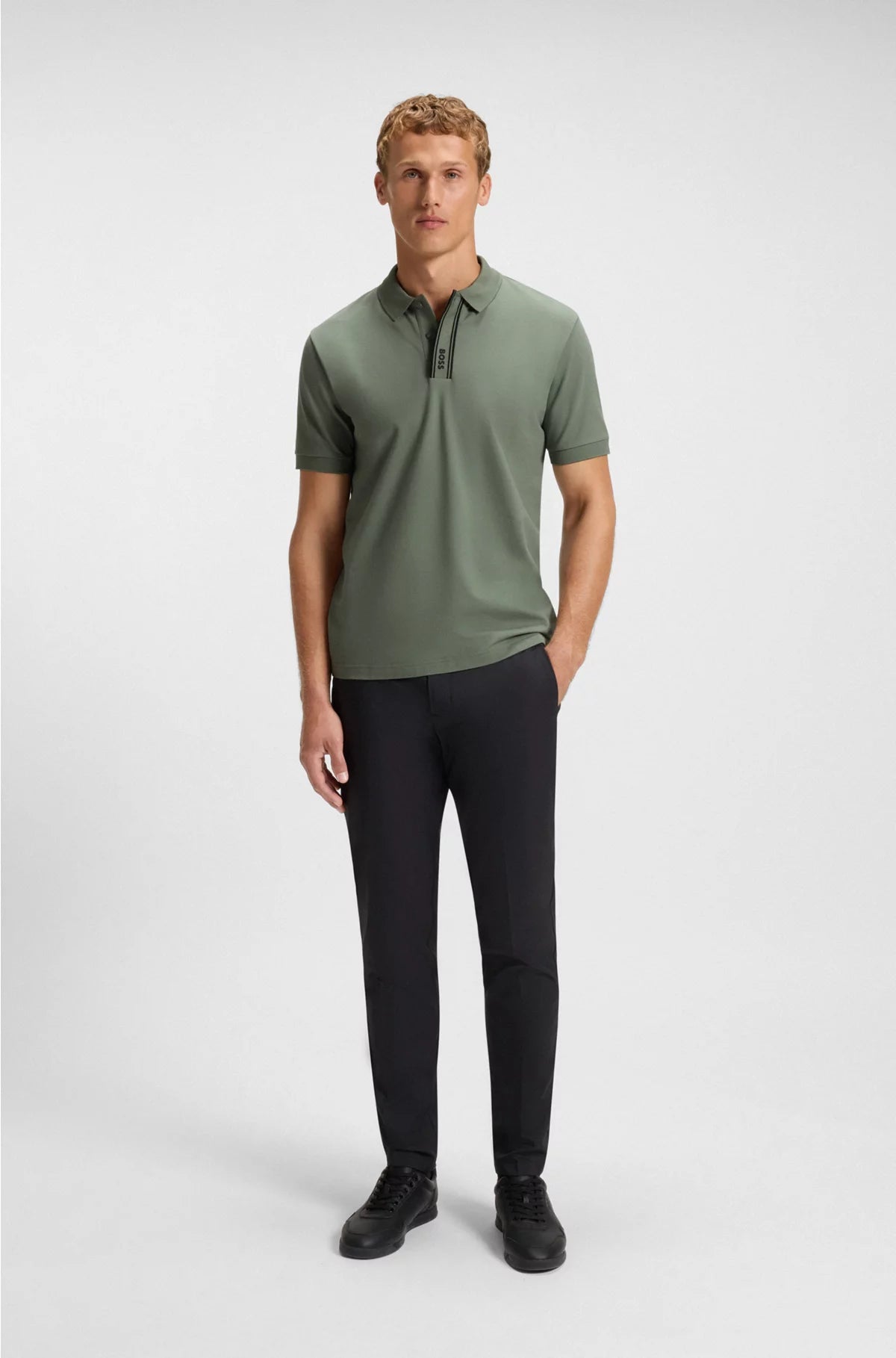 Paddy polo shirt with striped placket and logo