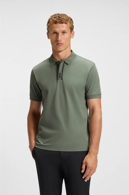 Paddy polo shirt with striped placket and logo