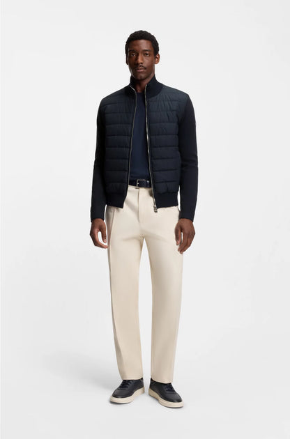 Mixed-material jacket with padded front